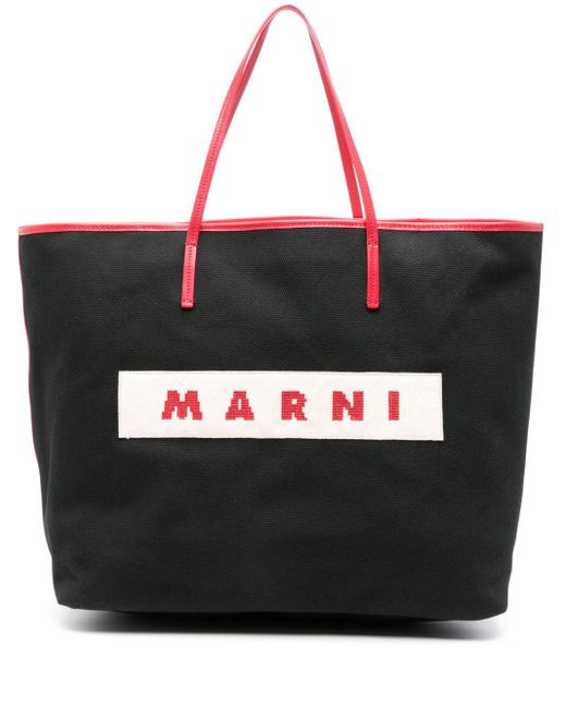 Marni Shopper Met Logopatch in het Black
