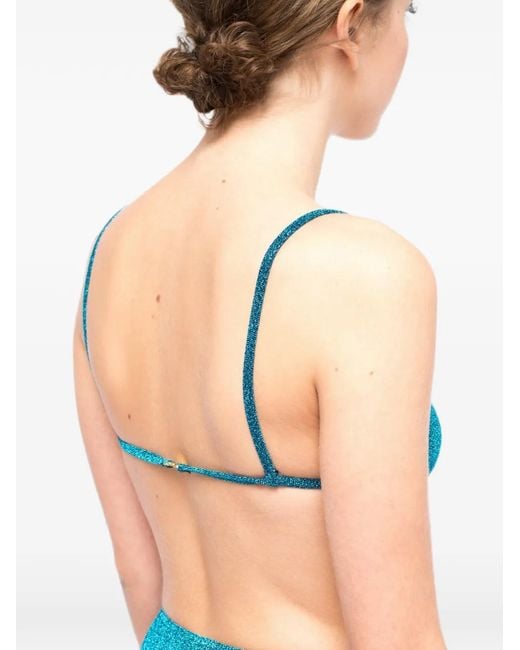 Laura Urbinati Blue Lurex-Detail Triangle Bra