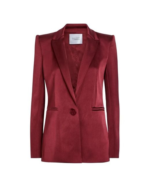 Galvan Red Satin Single-Breasted Blazer