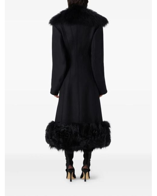 Blumarine Black Faux-Fur-Trimmed Coat