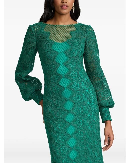 Tadashi Shoji Green Lace Long-Sleeved Dress
