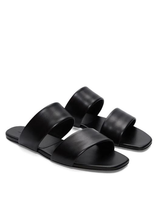 Loulou de Saison Black Kairo Top-Strap Flat Sandals