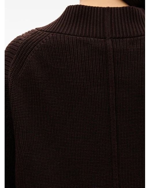 Another Tomorrow Black Ribbed Cropped Cardigan