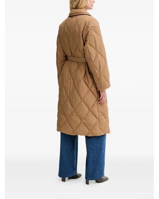 Twinset Natural Belted Quilted Coat