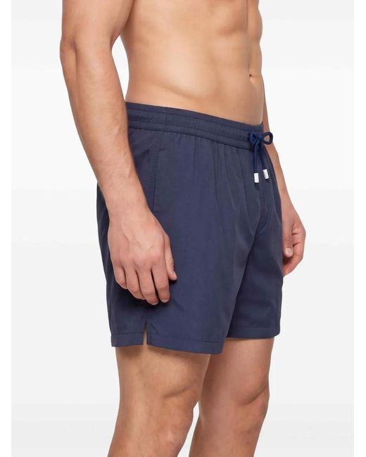Fedeli Blue Drawstring Elasticated Swim Shorts for men