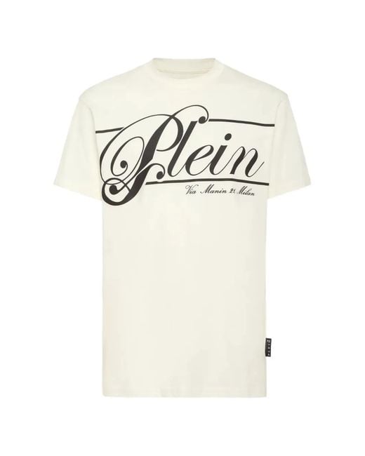 Philipp Plein White Logo-Print T-Shirt for men