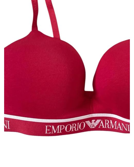 Emporio Armani Red Logo-band Bra