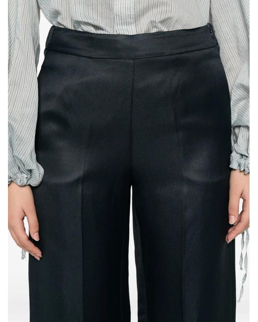 Liviana Conti Blue Pressed-Crease Wide-Leg Trousers
