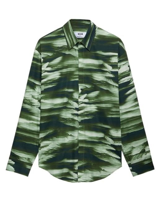 Camisa con estampado abstracto MSGM de hombre de color Green
