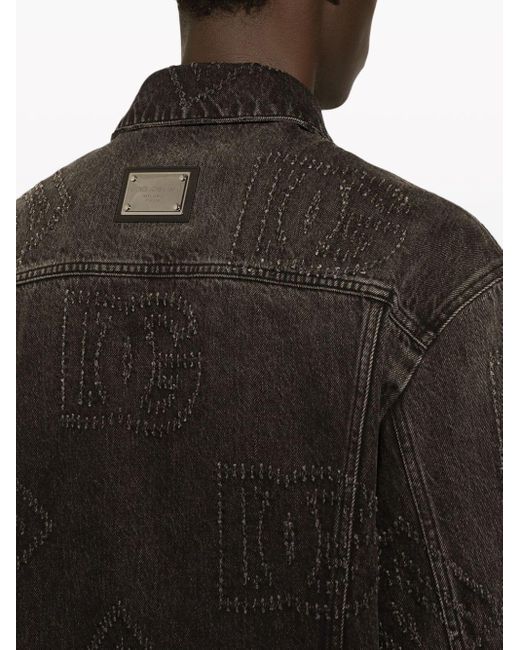 Veste en jean à logo brodé Dolce & Gabbana pour homme en coloris Black