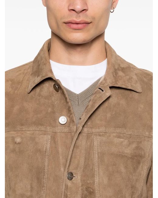 Giorgio Brato Natural Button-Up Leather Jacket for men
