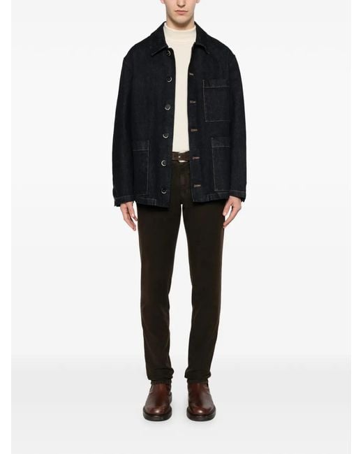 Incotex Black Buttoned Trousers for men