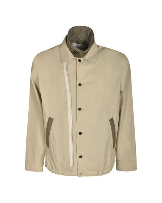 Sacai Natural Zipped Double-collar Shirt Jacket for men