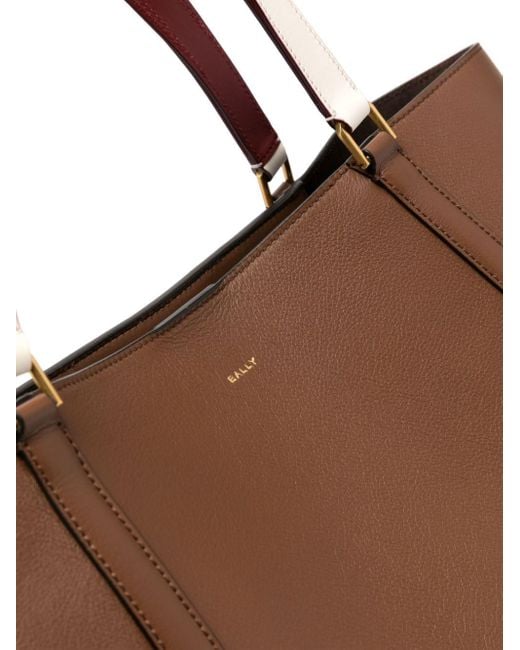 Bally Brown Large Code Leather Tote Bag