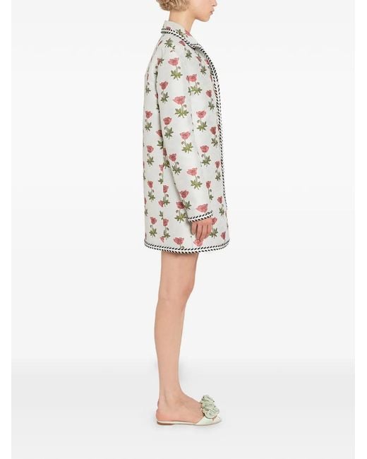Giambattista Valli White Floral Button Coat
