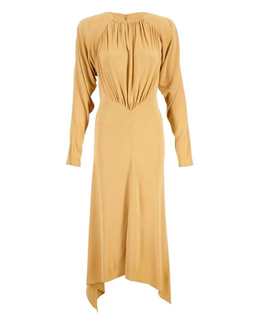 Stella McCartney Metallic Long-Sleeve Crepe Dress
