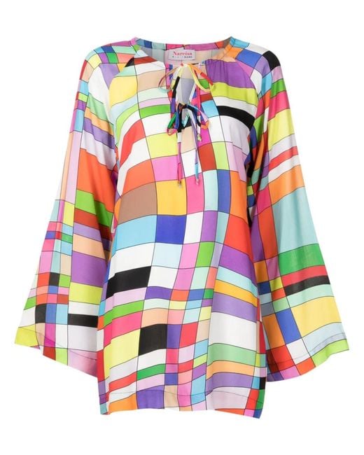 Amir Slama Multicolor Graphic-Print Long-Sleeved Dress