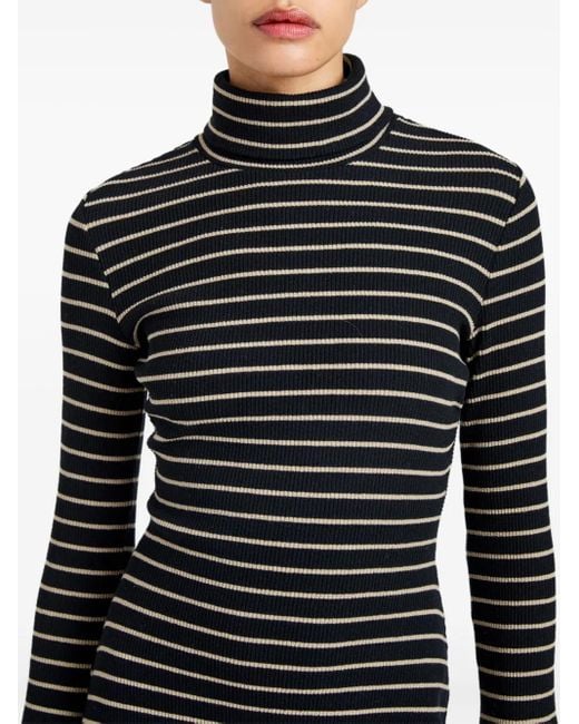 Proenza Schouler Black Geripptes Frances Midikleid Mit Streifen