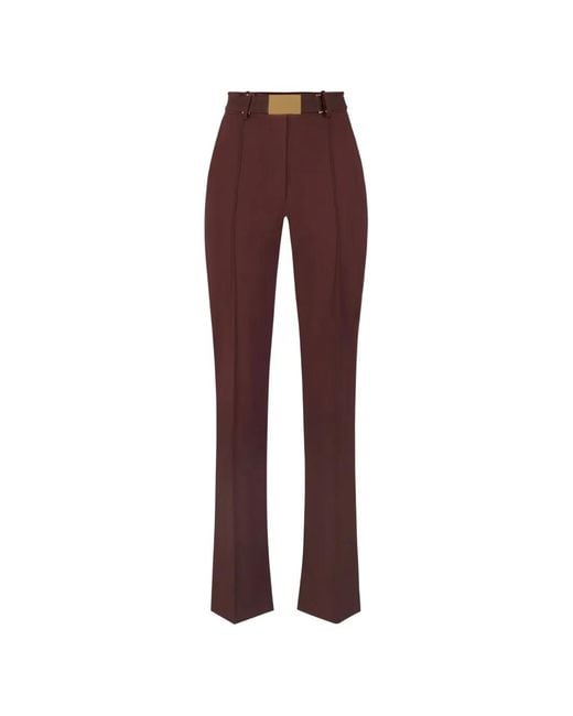 Elisabetta Franchi Purple Belted Pin-Tuck Trousers