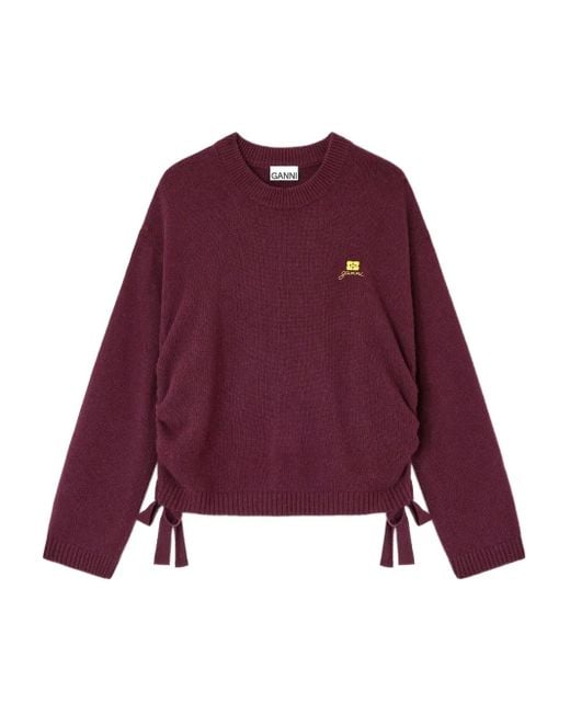 Ganni Purple Drawstring Sweater