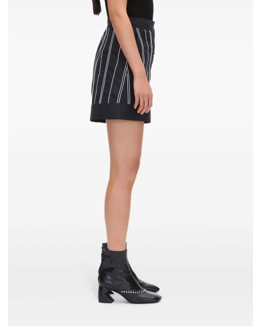 3.1 Phillip Lim Black Wave-Stitching Thigh-Length Shorts