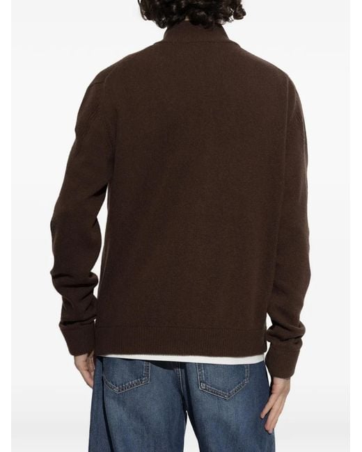 Givenchy Brown Logo-Embroidered Zip-Up Cardigan for men