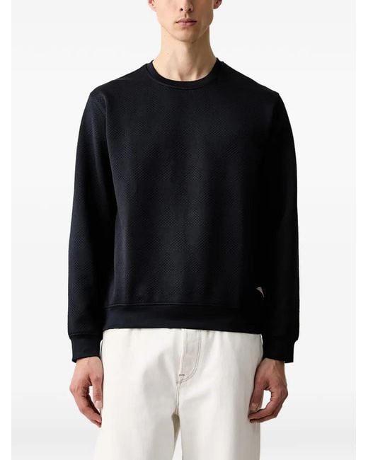 Guess Black Quilted Crew-Neck Sweater for men