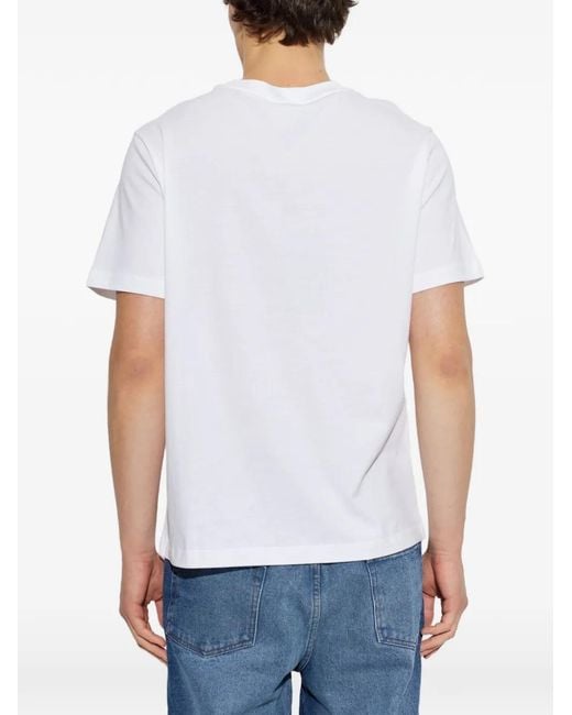 A.P.C. White A. P.C. Crewneck T-Shirt With Front Print for men