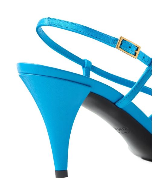 Versace Blue Valentina Satin Sandals 80 Mm