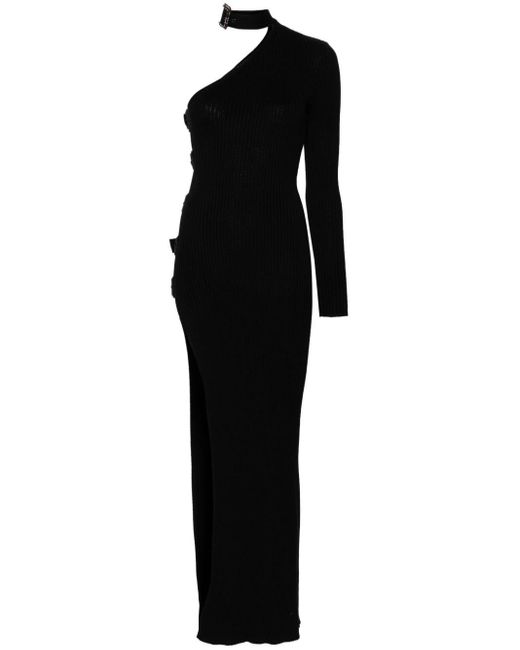 GIUSEPPE DI MORABITO Black Cut-out Ribbed-knit Maxi Dress