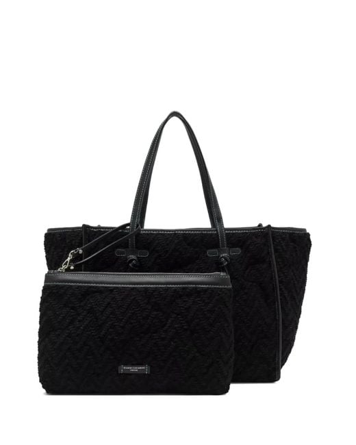 Gianni Chiarini Black Marcella Quilted Knot-Detail Tote Bag