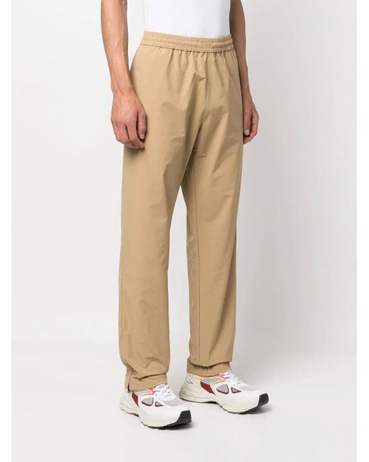MSGM Natural Logo-Print Elasticated Waist Trousers for men