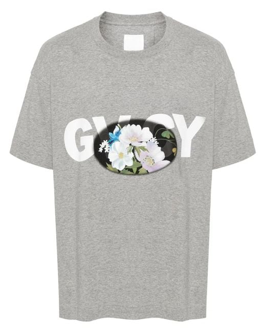 Givenchy Gray Mélange Cotton T-Shirt for men