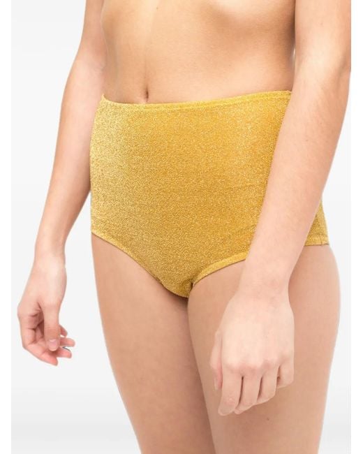 Laura Urbinati Yellow Glitter-Effect High-Waist Bikini Bottom
