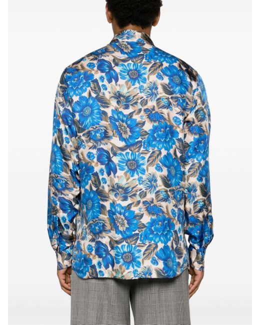 Camisa con estampado floral Moschino de hombre de color Blue