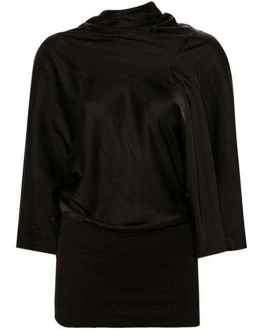 Rick Owens Cylinder Satin Blouse in Black | Lyst UK