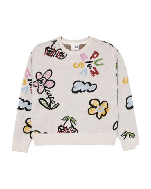 A Bathing Ape White Graphic-Print Jumper
