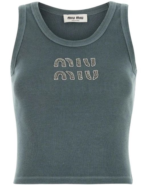 Miu Miu Blue Ribbed Tank Top