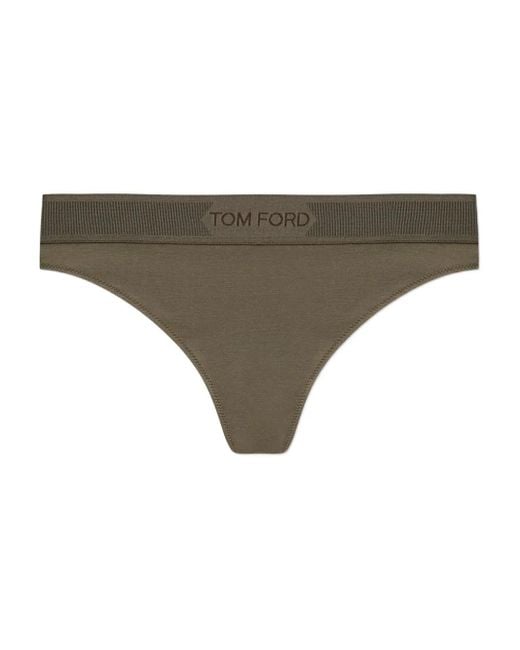 Tom Ford Natural Logo-Embellished Thong