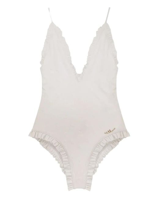 Costume Intero Con Ruches di Chloé in White