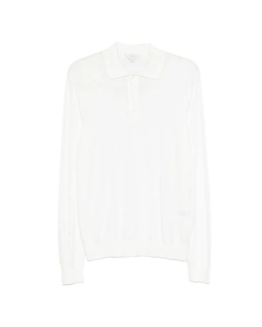 Malo White Polo À Manches Longues for men