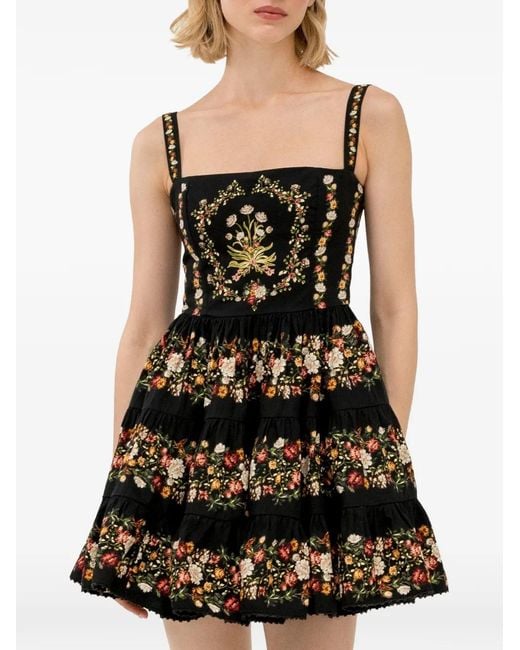 Agua Bendita Black Little Paramo Floral-Print Mini Dress