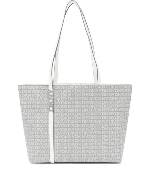 Borsa Tote Con Placca Logo di DKNY in Gray