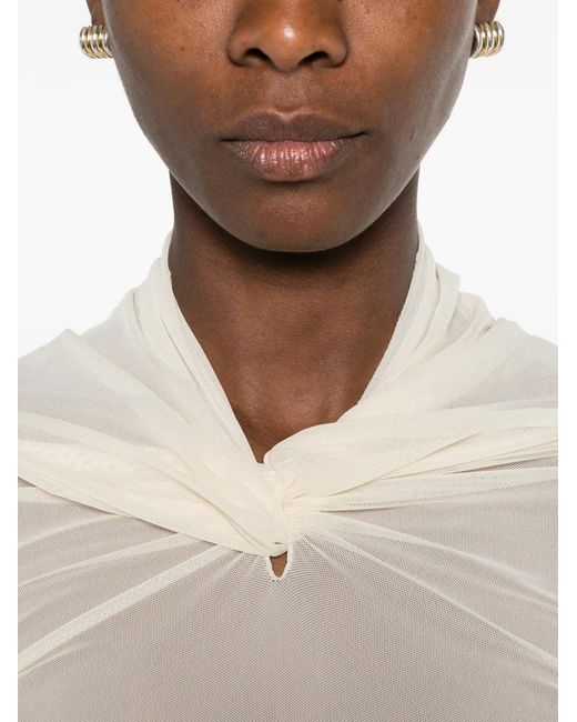 Rick Owens White Kairo Ruched Long-Sleeve Top