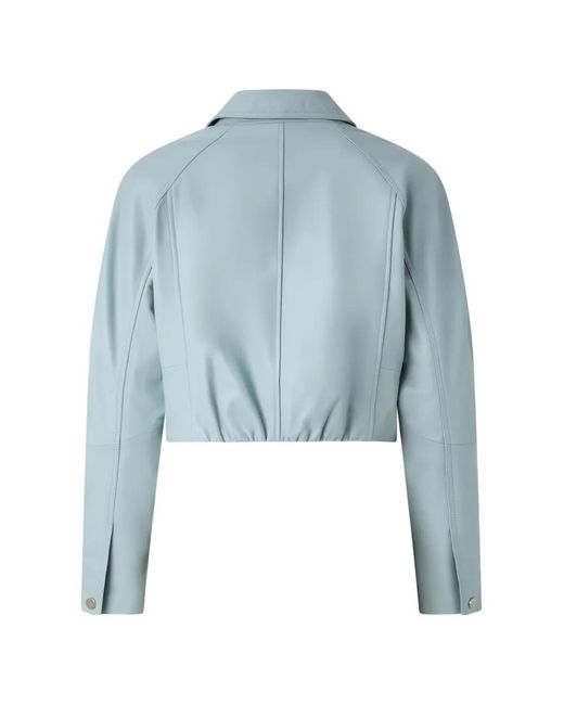 Pinko Blue Zip Leather Jacket