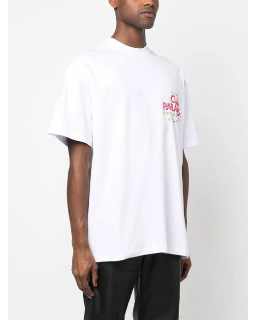 MSGM White Graphic-Print Short-Sleeve T-Shirt for men