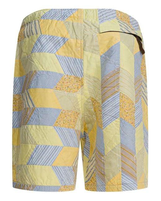 Kapital Yellow Patchwork Buckle Shorts for men