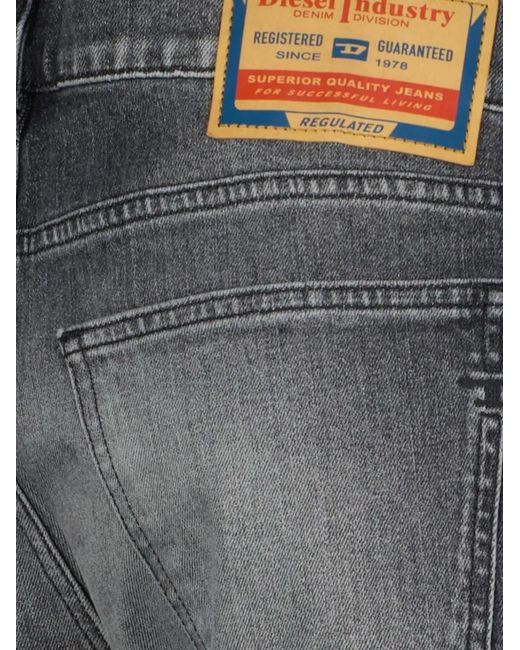 DIESEL Gray D-Strukt Logo-Patch Five-Pocket Jeans for men