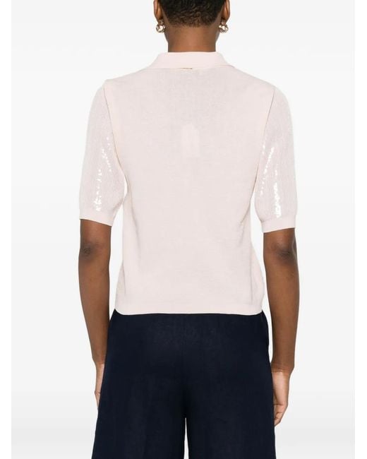 Twinset Pink Polo Shirt Topwith Sequins
