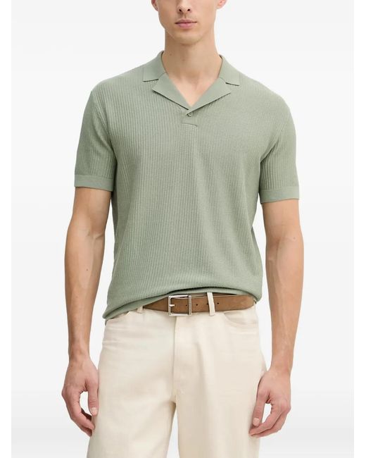 ARMANI EXCHANGE Green Ribbed-Knit Polo Shirt for men